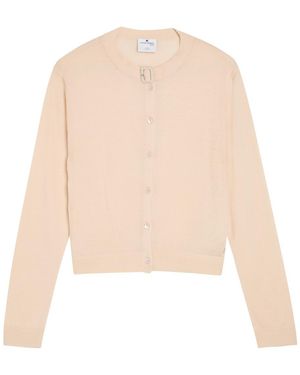 Courreges Buckle Fastening Merino Wool Cardigan - White