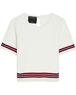 B.B. Wallace Turrel Striped-Trim Cotton-Knit T-Shirt - White