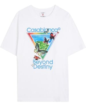 CASABLANCA Tennis Club Icon Beyond Destiny Printed Cotton T-Shirt - White