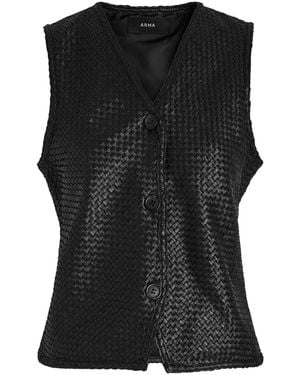 Arma Ruby Woven Leather Top - Black