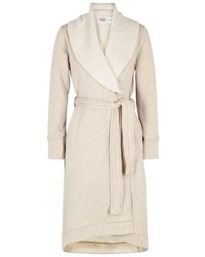 UGG Duffield Ii Fleece Lined Cotton Jersey Robe Robe, Slit Pockets - Natural