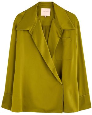 ROKSANDA Jana Silk-Satin Shirt - Green