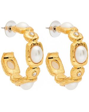 Kenneth Jay Lane Faux-Embellished 22Kt-Plated Hoop Earrings - Metallic