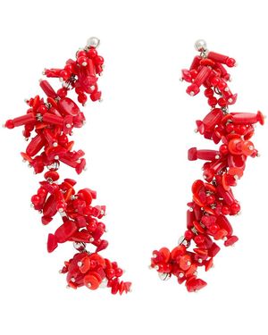 Dries Van Noten Beaded Drop Earrings - Red