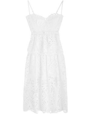 Self-Portrait Guipure Lace Midi Dress - White