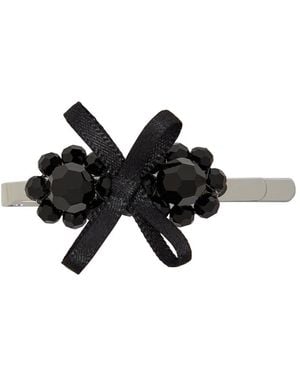 Simone Rocha Petite Bow Flower Crystal-Embellished Hair Clip - Black