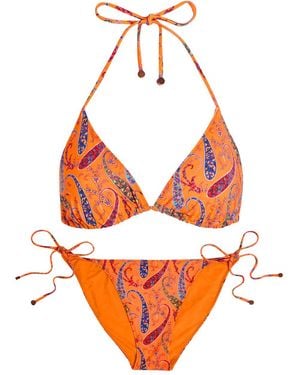 Etro Patterned Triangle Bikini - Orange