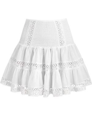 Charo Ruiz Hortens Lace-Embellished Cotton-Blend Mini Skirt - White