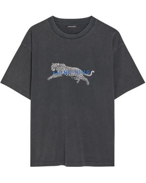 Anine Bing Cade Leopard Cotton T-Shirt - Black