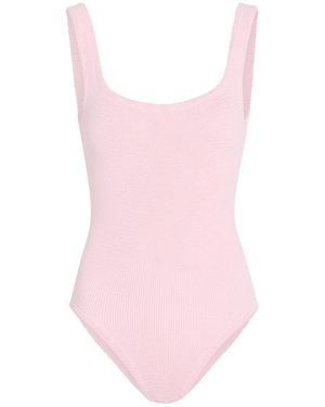 Hunza G Square-Neck Crinkle Swimsuit - Pink