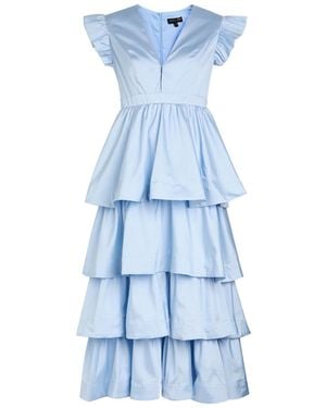 Sister Jane Feria Tiered Taffeta Midi Dress - Blue