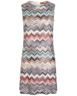 Missoni Zigzag Metallic-Knit Mini Dress - Gray
