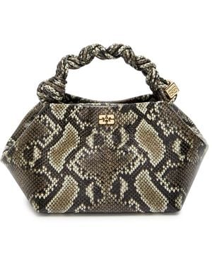 Ganni Bou Small Python-Effect Leather Top Handle Bag - Metallic