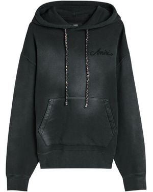 Amiri Bleach Bandana Hooded Cotton Sweatshirt - Black