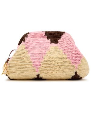 Among Equals Bilum Patterned Wool-Blend Clutch - Pink