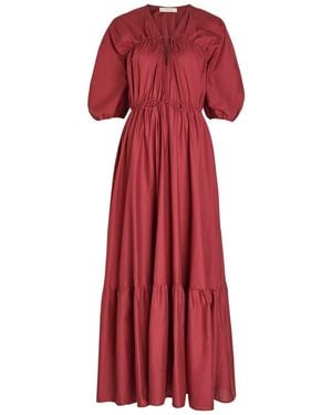 Faithfull the Brand Sigrid Drawstring Cotton Maxi Dress - Red