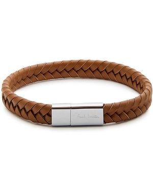 Paul Smith Braided Leather Bracelet - Brown