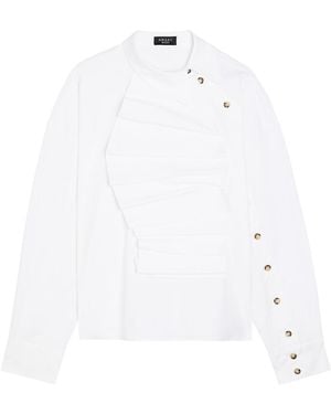 A.W.A.K.E. MODE Ruffled Asymmetric Stretch-Cotton Shirt - White