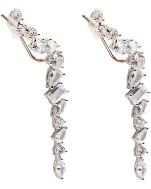 CZ by Kenneth Jay Lane Crystal-Embellished Sterling Drop Earrings - White
