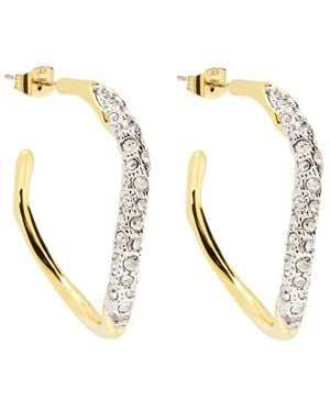 Alexis Two-Toned 14Kt-Plated Hoop Earrings - White