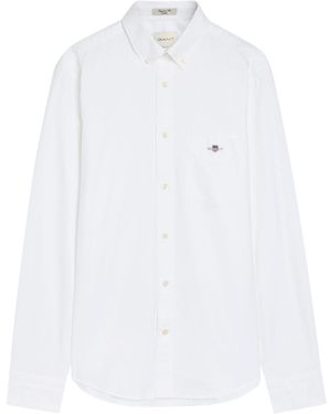 GANT Logo-Embroidered Cotton Oxford Shirt - White