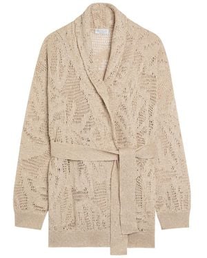 Brunello Cucinelli Embellished Linen-Blend Cardigan - Natural