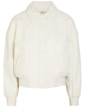 SKIIM Boxy Leather Bomber Jacket - White