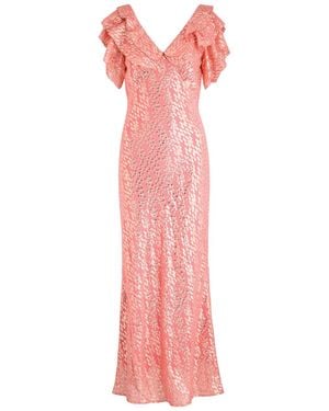 Never Fully Dressed Tilda Fil Coupé Chiffon Maxi Dress - Pink