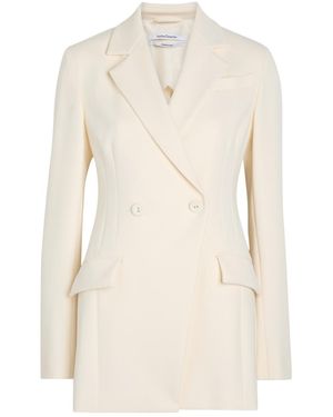 Another Tomorrow Double-Breasted Fitted Jersey Blazer - Natural