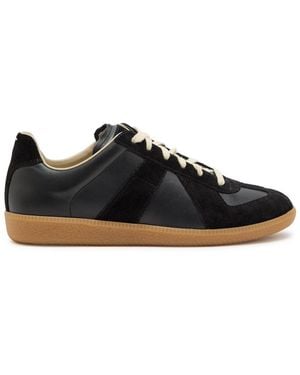 Maison Margiela Replica Paneled Leather Sneakers - Black