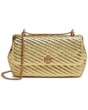 Tory Burch Kira Moto Mini Metallic Leather Shoulder Bag