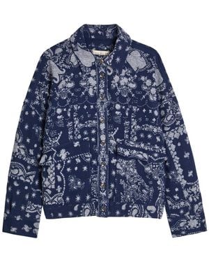 Free People Bandana-Jacquard Cotton Overshirt - Blue