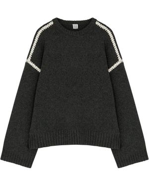 TOTEME Whipstitch-Trimmed Wool-Blend Jumper - Black
