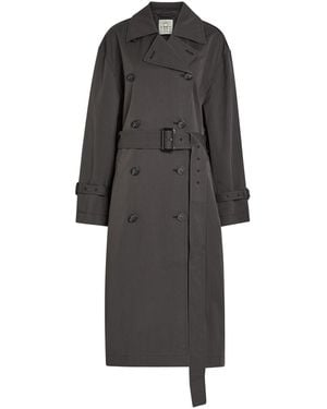 TOTEME Double-Breasted Belted Cotton-Blend Poplin Trench Coat - Grey