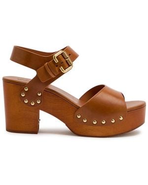 Chloé Jeannette Leather Platform Sandals - Brown
