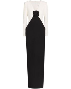 Roland Mouret Colour-Blocked Crepe Maxi Dress - Black