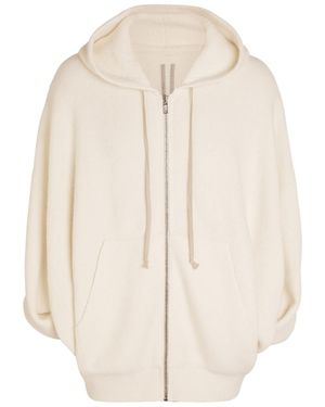 Rick Owens Maglia Zipped Hooded Knit Jumper - Natural