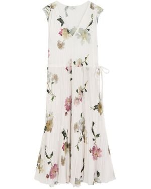 Vince Floral-Printed Chiffon Midi Dress - White
