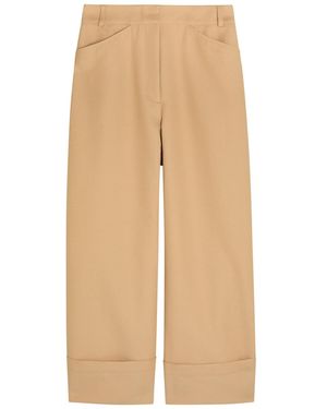 Another Tomorrow Turn-Up Cuff Wide-Leg Trousers - Natural