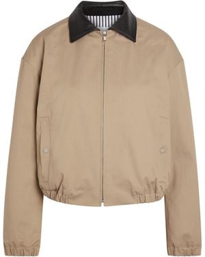 Maria McManus Leather-Trimmed Twill Jacket - Natural