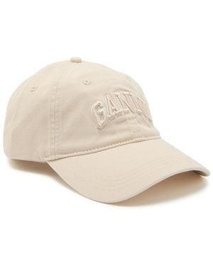 Ganni Logo-Appliquéd Cotton Cap - White