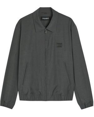 Dolce & Gabbana Logo-Appliquéd Wool-Blend Jacket - Gray