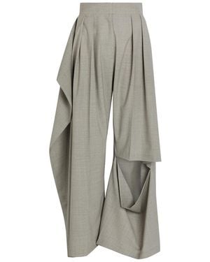 A.W.A.K.E. MODE Cut-Out Wide-Leg Stretch Wool Trousers - Grey