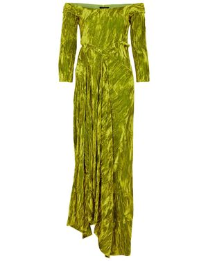 A.W.A.K.E. MODE A. W.a. K.e Mode Off-the-shoulder Crushed Velvet Maxi Dress - Green