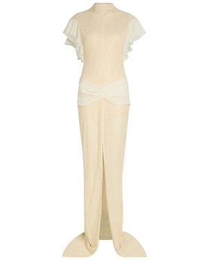 De La Vali Noor Ruffled Lace Maxi Dress - Natural