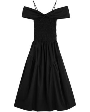 Damson Madder Esmerelda Smocked Cotton Midi Dress - Black