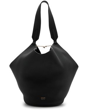 KHAITE Lotus Small Leather Tote - Black