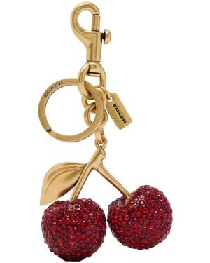 COACH Cherry Crystal-Embellished Bag Charm - White