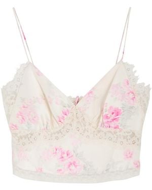 LoveShackFancy Spritely Floral-Print Satin Camisole Top - Pink