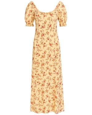 Reformation Gloria Floral-Print Chiffon Midi Dress - Metallic